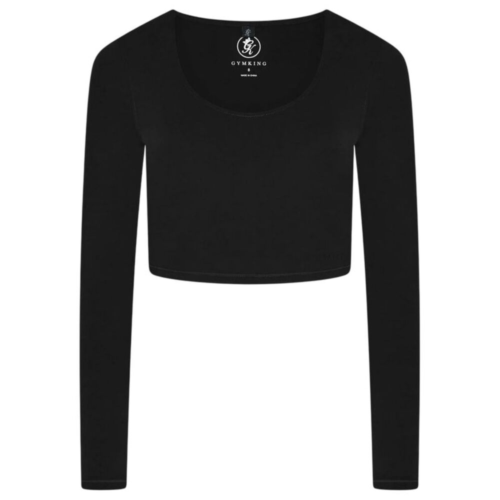 Gym King Womens/Ladies Luxe Scoop Neck Slim Crop T-Shirt / Black
